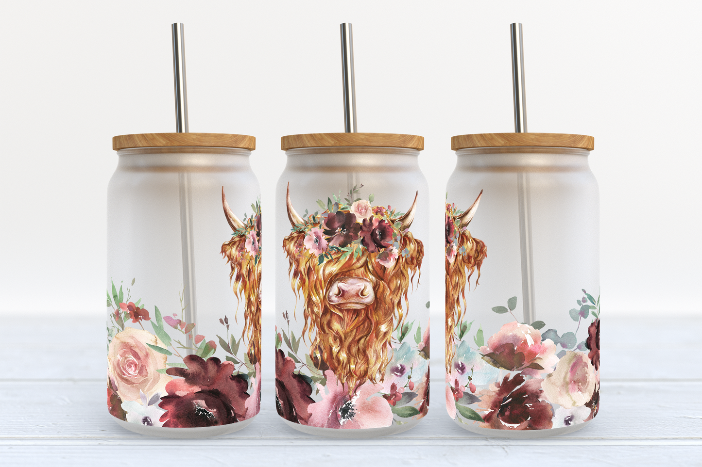 Highland Cow - UV DTF 16oz Libbey wrap