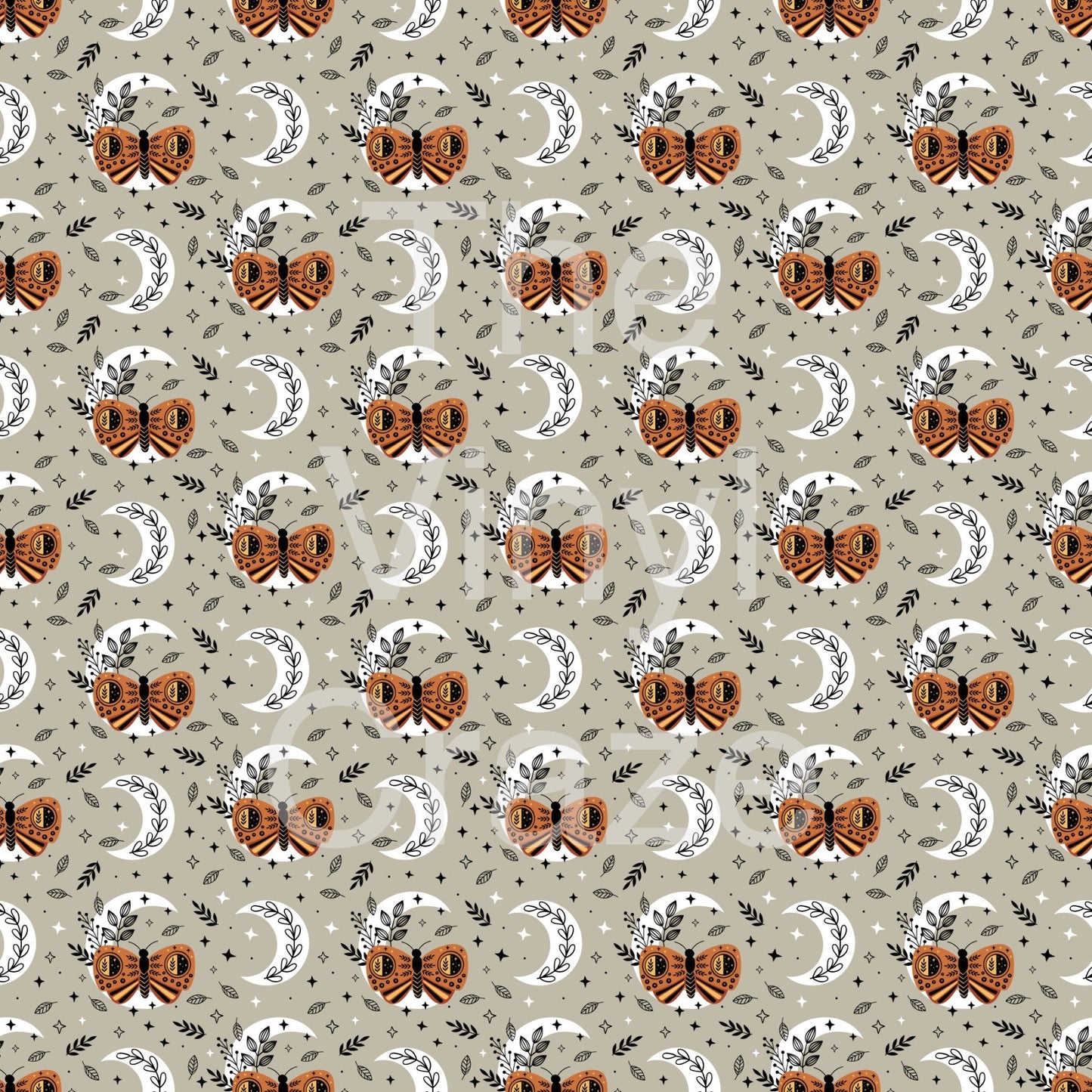 Butterflies And Moons - Adhesive Vinyl 12x12 Sheet