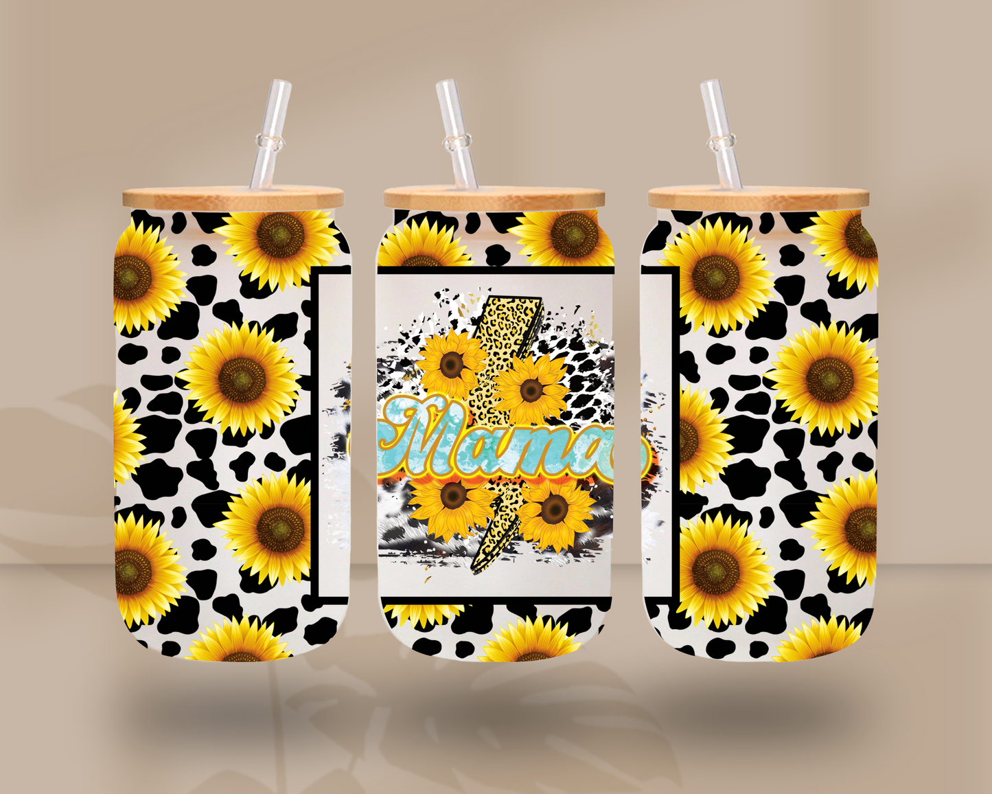 Sunflower Mama - UV DTF 16oz Libbey wrap