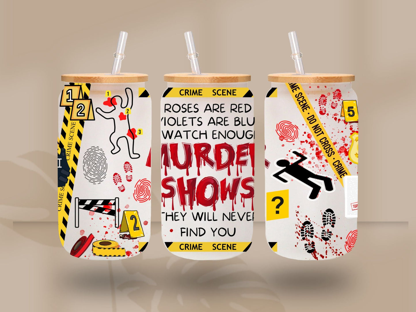 Murder shows - UV DTF 16oz Libbey wrap