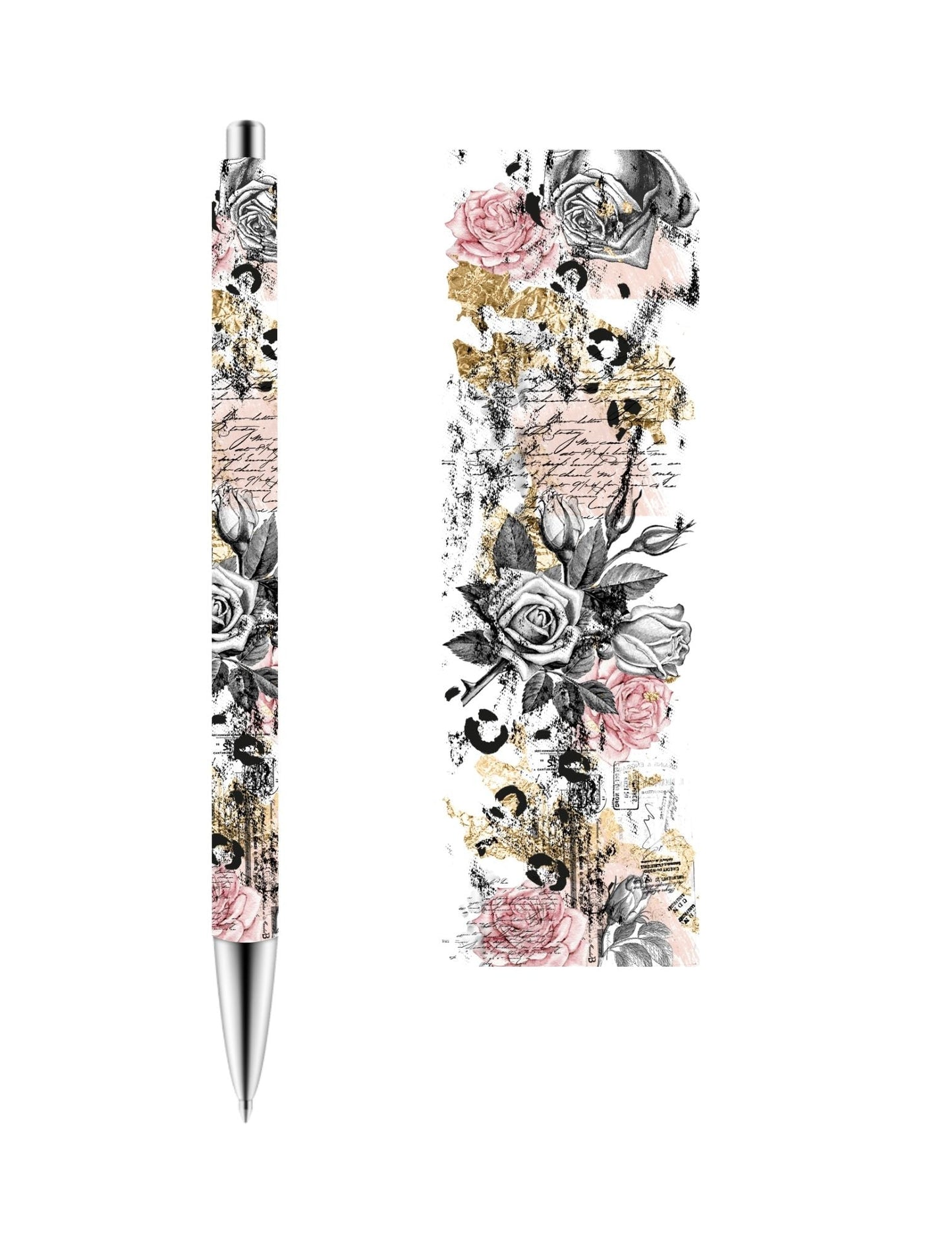 Victorian Floral - UV DTF Stainless Pen wraps - set of 5