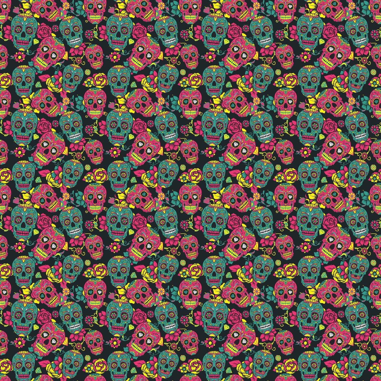 Pink And Teal Sugar Skull - Adhesive Vinyl Sheets