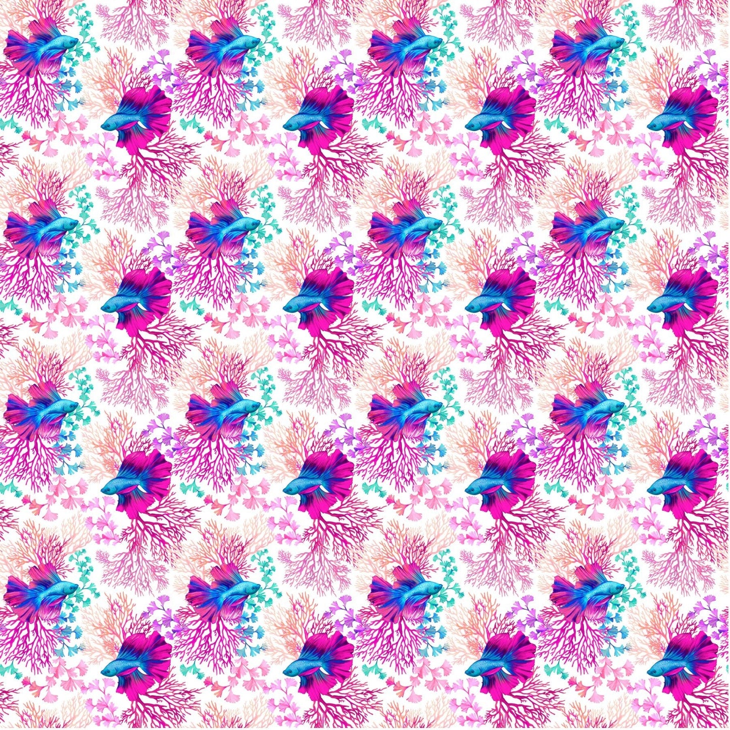 Neon Siamese Fighting Fish - Adhesive Vinyl 12x12 Sheet