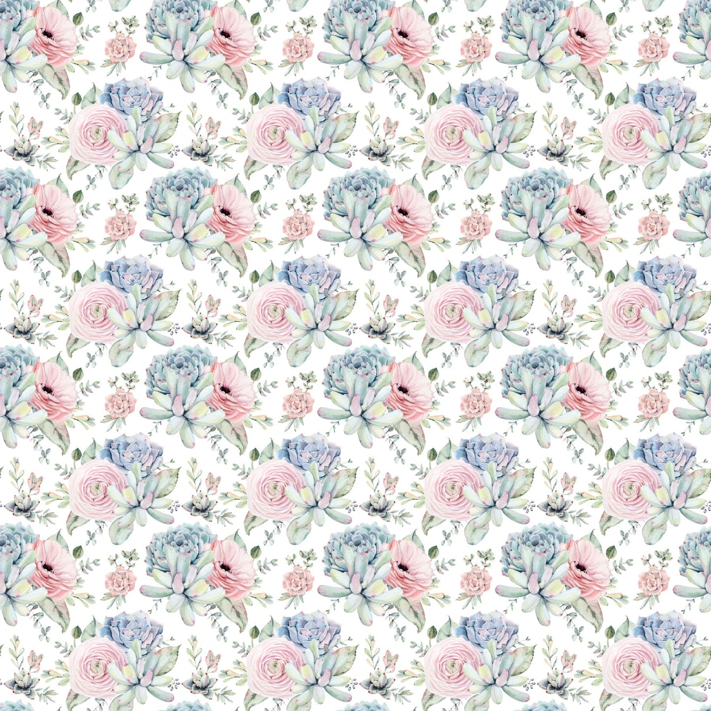 Succulents And Roses - Adhesive Vinyl Sheets