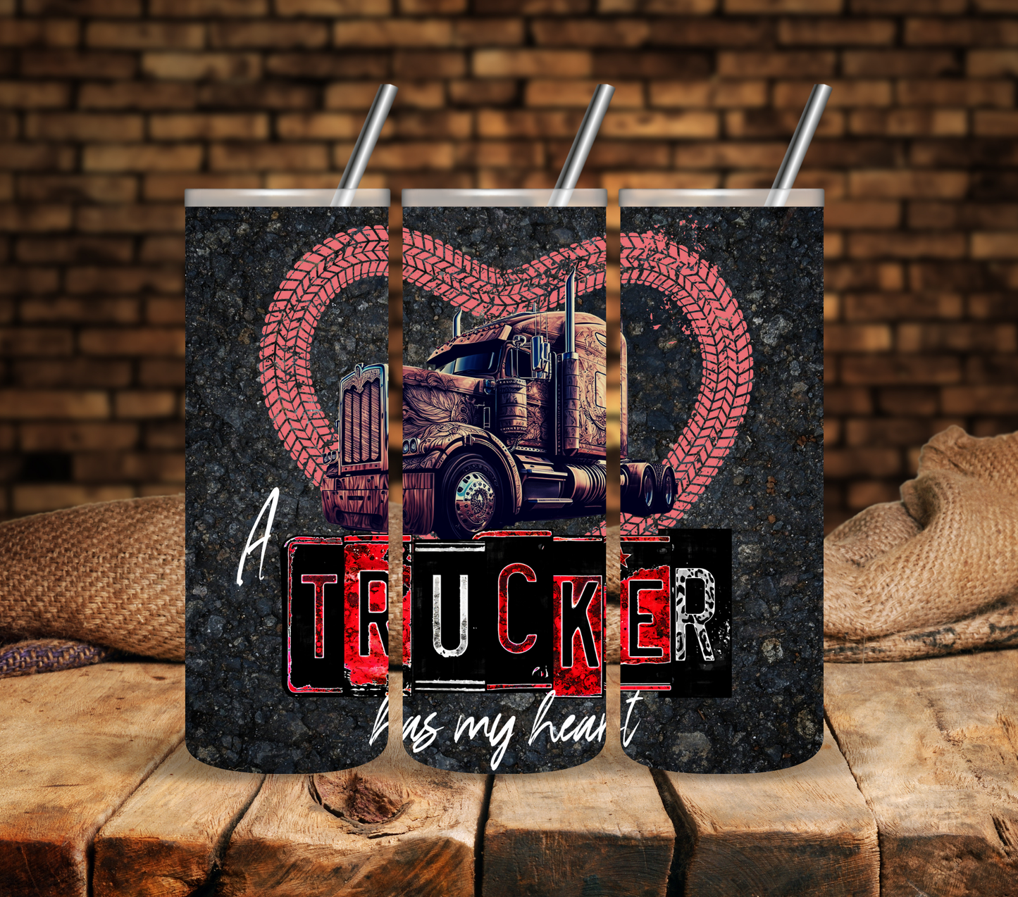 A Trucker Has my Heart - Adhesive Vinyl Wrap