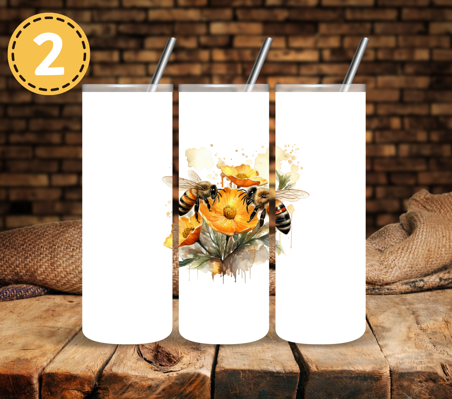 Watercolor Bees - UV DTF Decal
