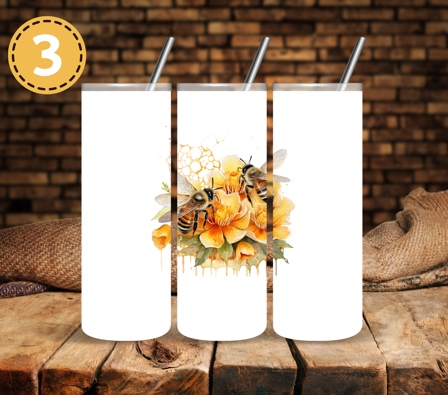 Watercolor Bees - UV DTF Decal