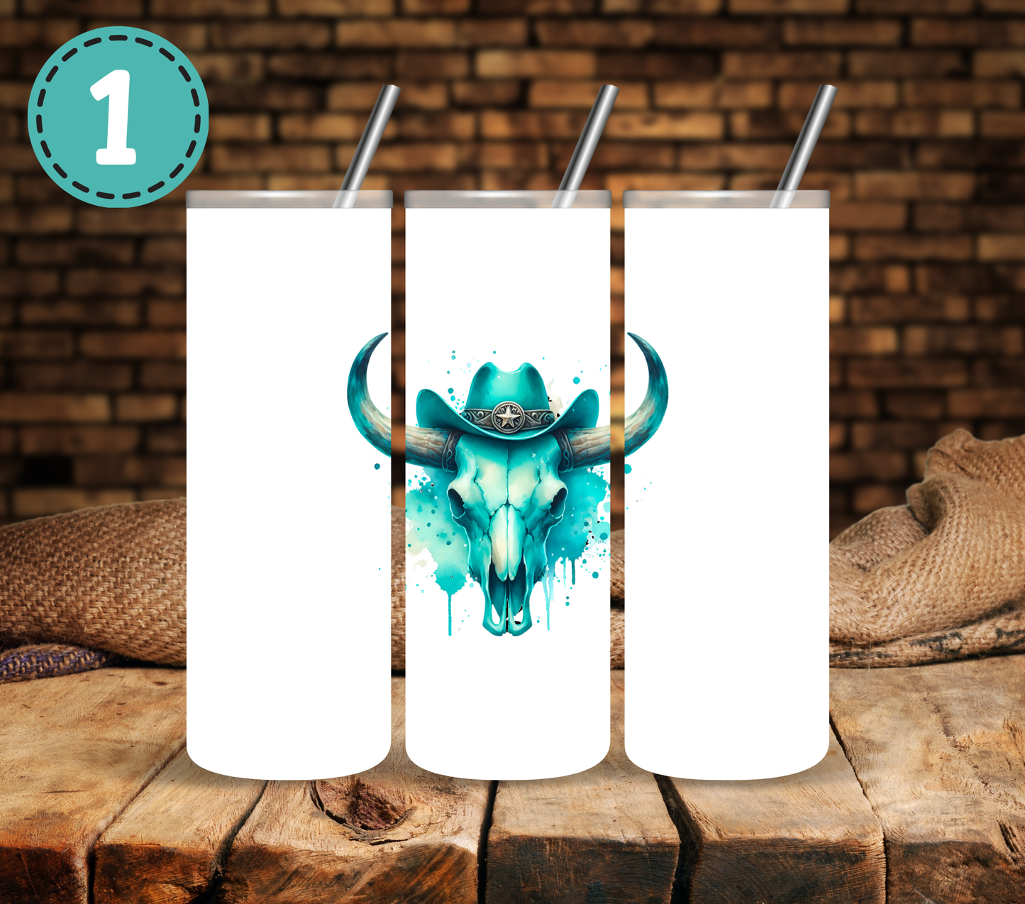 Turquoise Western - UV DTF Decal