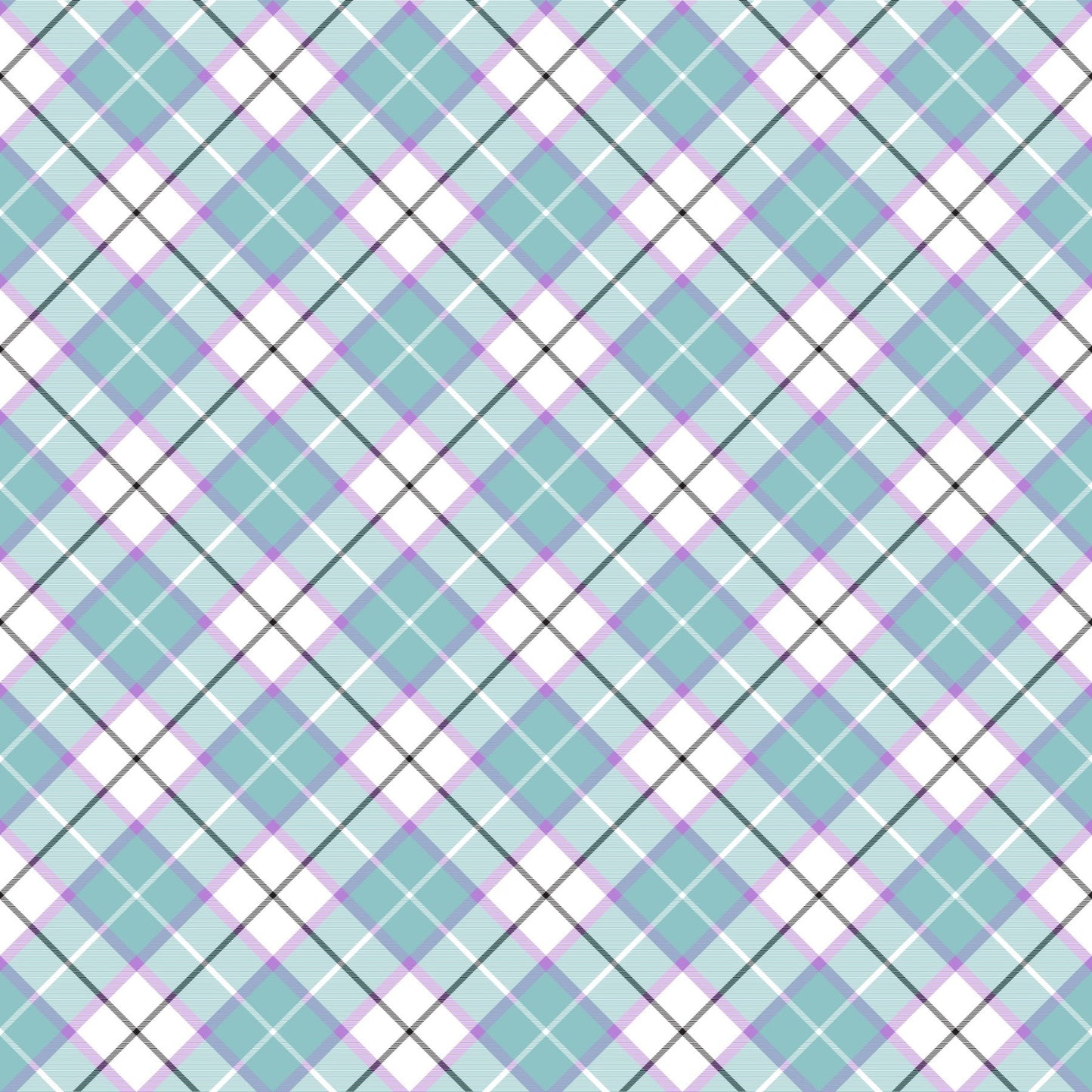 Teal And Purple Plaid - Adhesive Vinyl