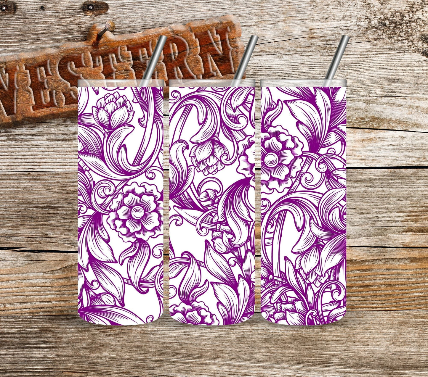 Tooled Leather - UV DTF Tumbler wrap