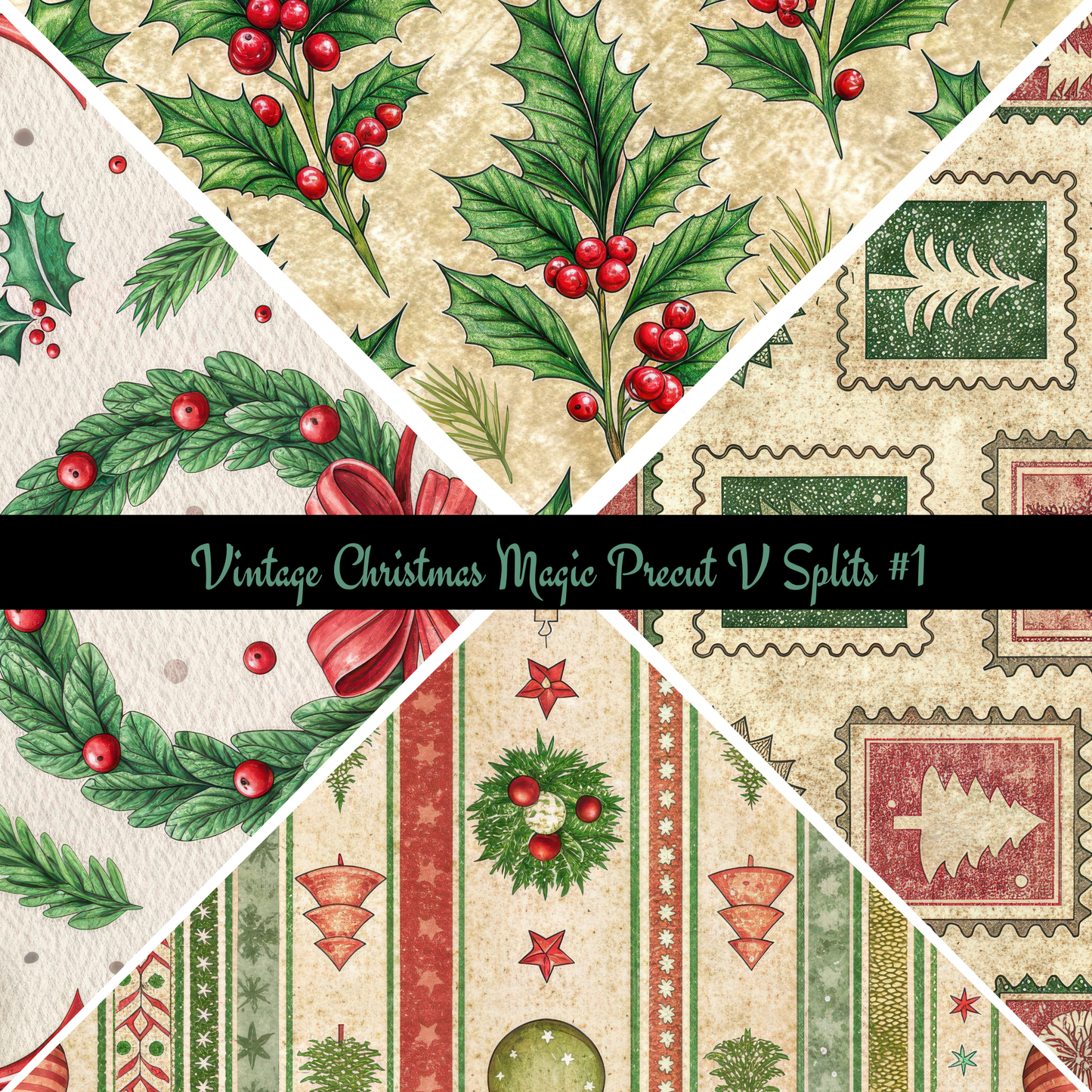 Vintage Christmas Magic precut VSplits -12x12 vinyl sheet (2 Variants)