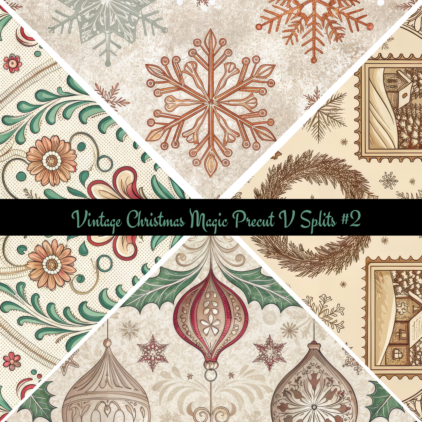 Vintage Christmas Magic precut VSplits -12x12 vinyl sheet (2 Variants)