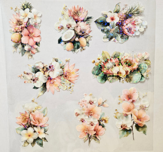 #145 Holographic Shattered beach flowers