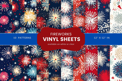 Fireworks - Adhesive Vinyl Wrap 12x12 sheets - 10 Design Options