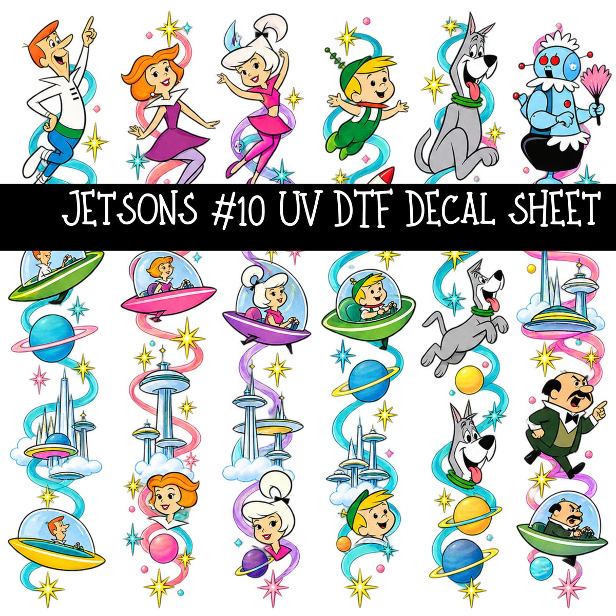 Jetsons UV DTF Decal sheets 11 Designs available