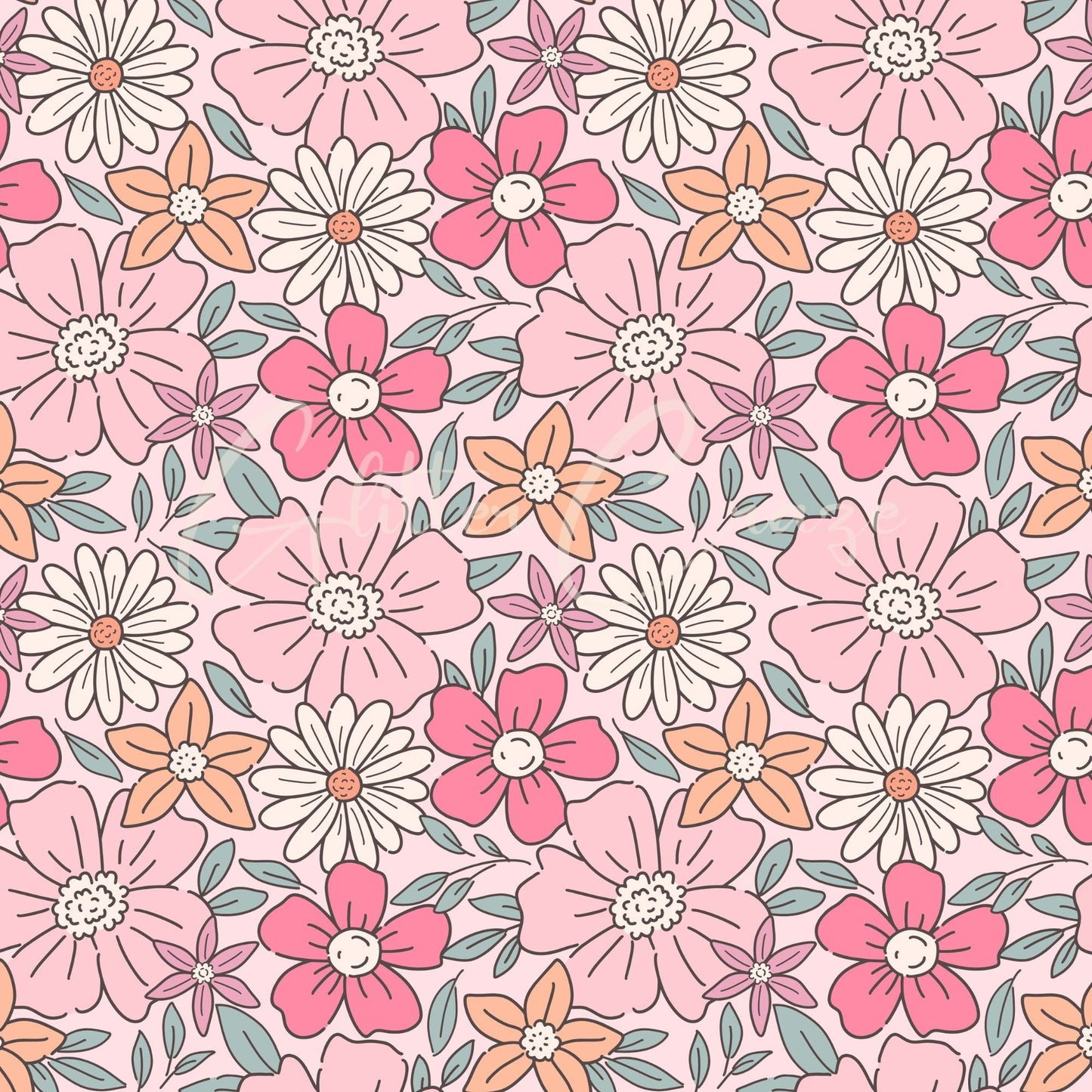 Retro Floral - Adhesive Vinyl 12x12 Sheets - 12 Design options