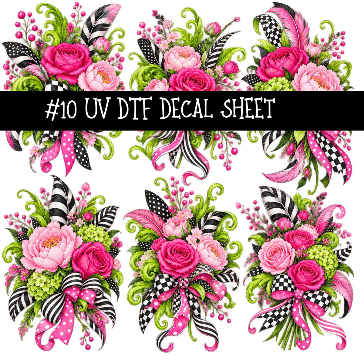 Flock Around UV DTF Decal sheets 11 Designs available