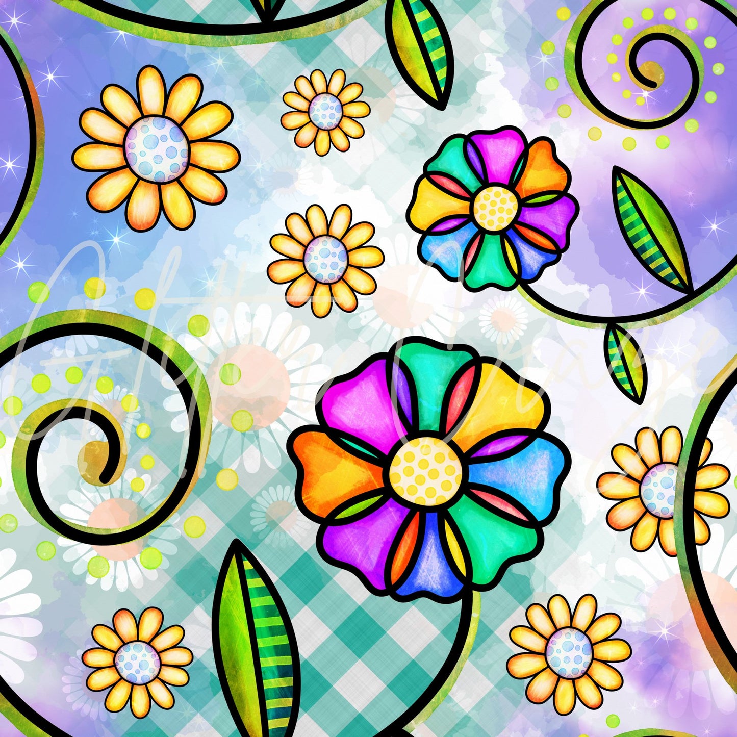 flower Power - Adhesive Vinyl 12x12 sheets - 12 designs to choose frrom