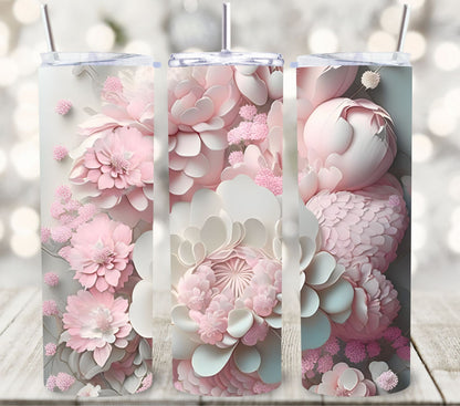 3D Flowers and roses vinyl tumbler wraps- 14 Desigs