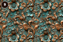 Turquoise and Brown Tooled Leather - Adhesive Vinyl 12x12 Sheets - 22 Design Options