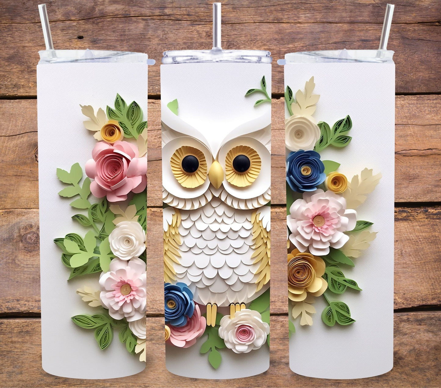 3D Owl Vinyl owl - Adhesive Vinyl Wrap - 8 Designs