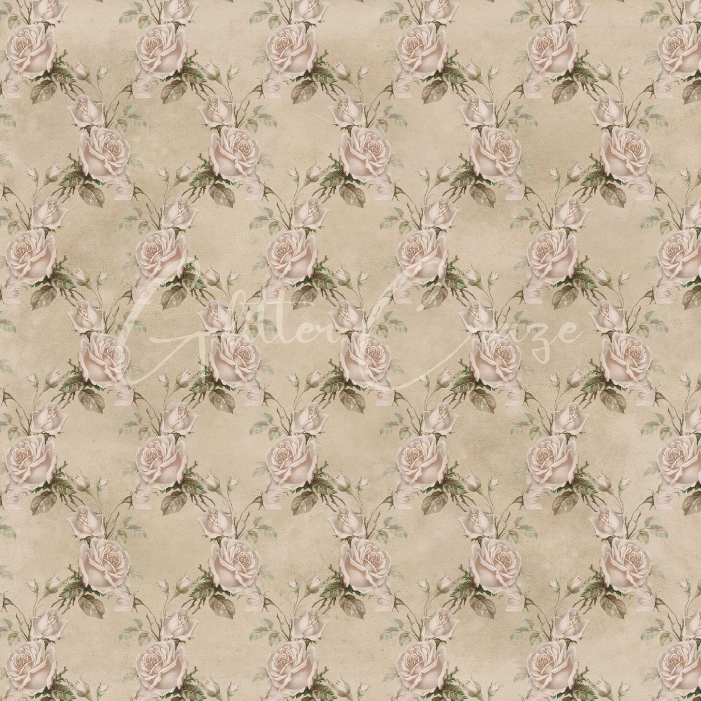 Vintage Brown Floral Collection - Adhesive Vinyl 12x12 Sheet - 12 Designs available