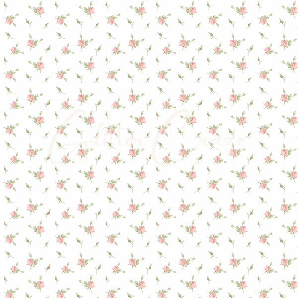 Vintage Pink Floral Collection - Adhesive Vinyl 12x12 Sheet - 12 Designs