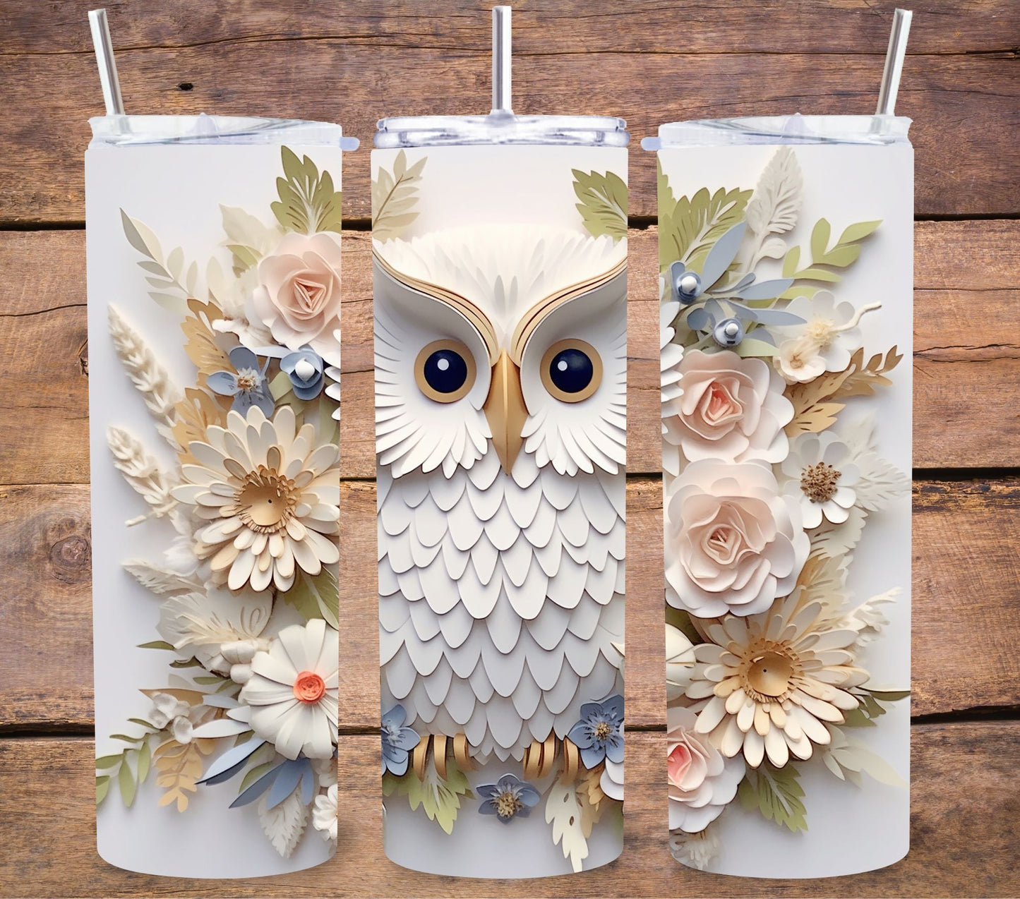 3D Owl Vinyl owl - Adhesive Vinyl Wrap - 8 Designs