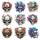 Floral Steampunk Skull - Uv Dtf Decal Sheet