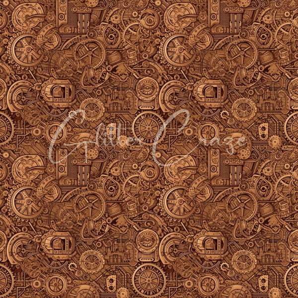 Steampunk Volume - Adhesive Vinyl 12x12 Sheets - 33 Prints