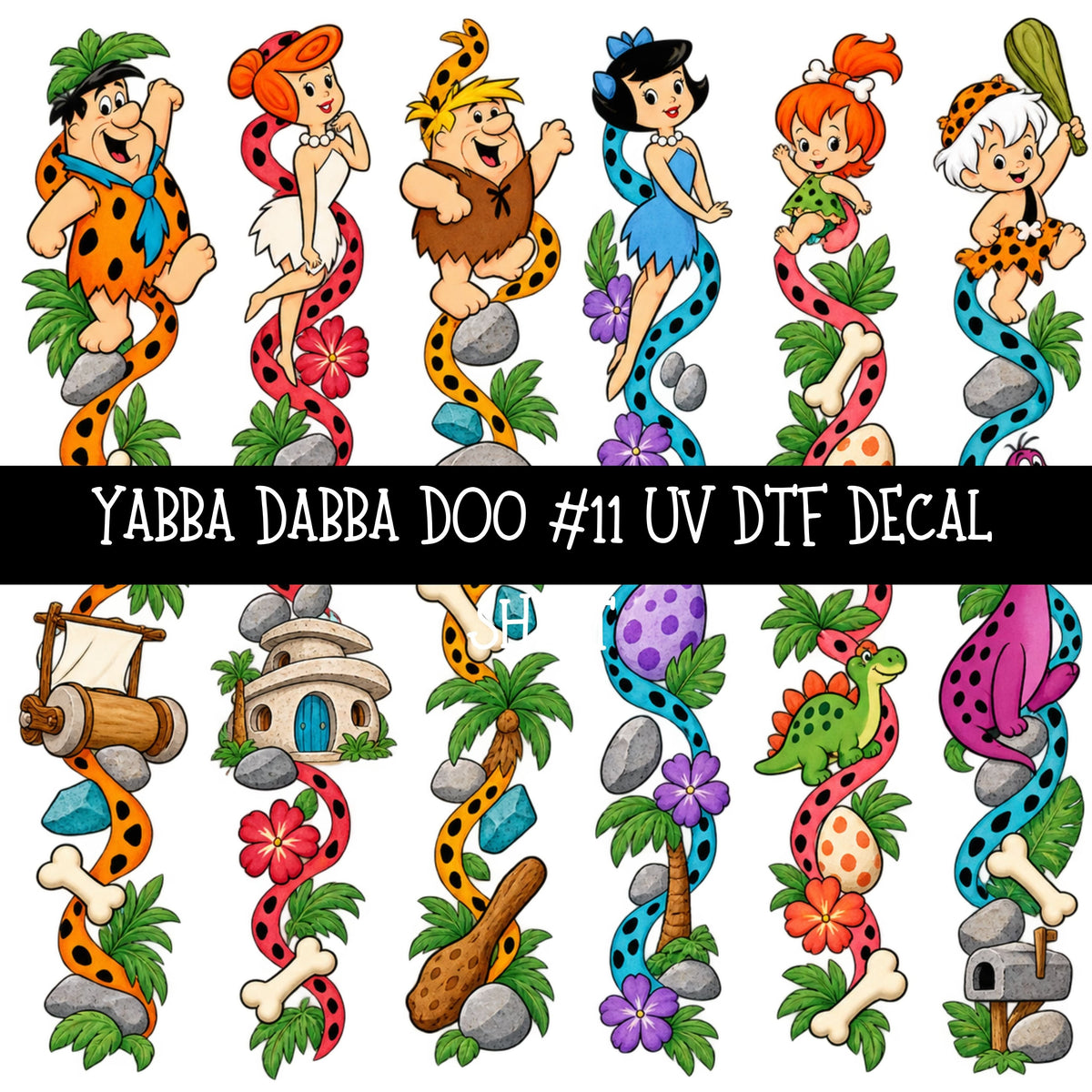 Yabba Dabba Doo UV DTF Decal sheets 12 Designs available