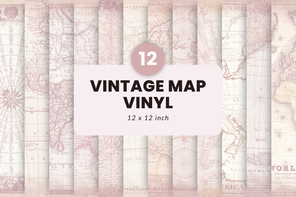 Vintage map - Adhesive Vinyl 12x12 Sheet - 12 Designs