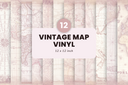 Vintage map - Adhesive Vinyl 12x12 Sheet - 12 Designs