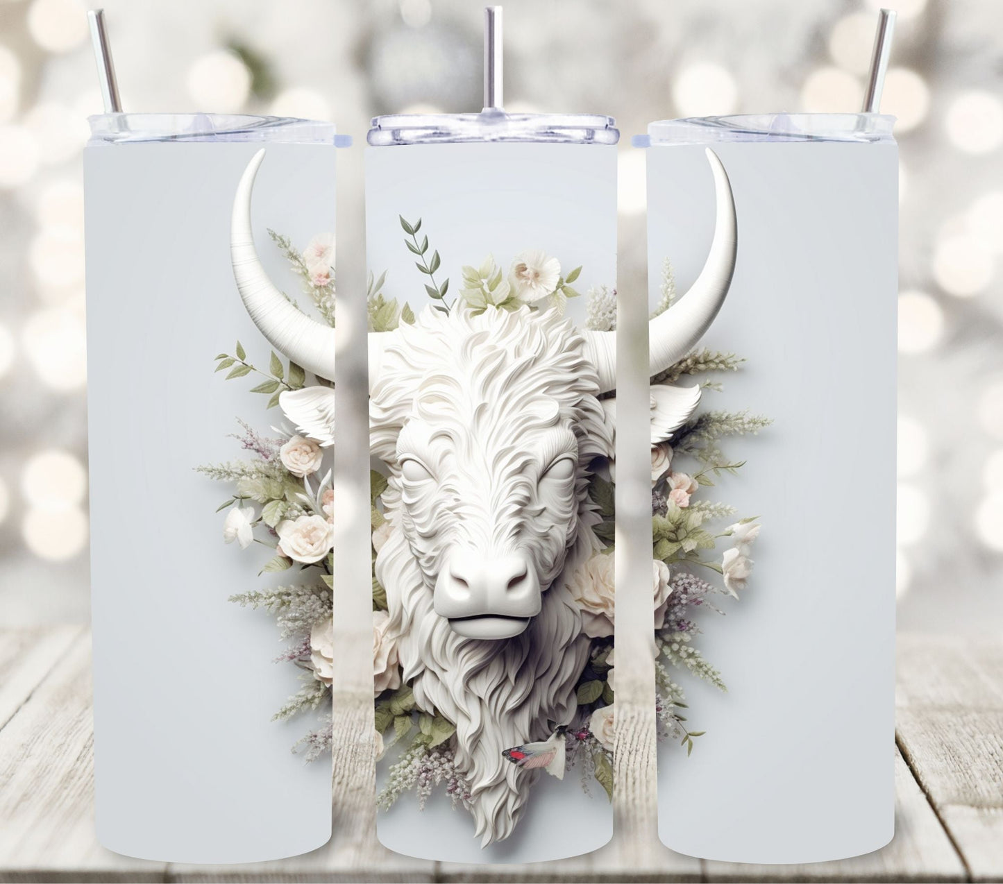 3D Highland Cow - Adhesive Vinyl Wrap -8 designs