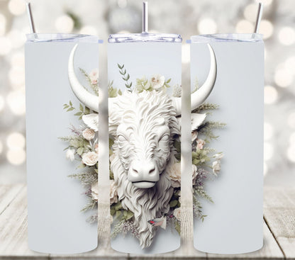 3D Highland Cow - Adhesive Vinyl Wrap -8 designs