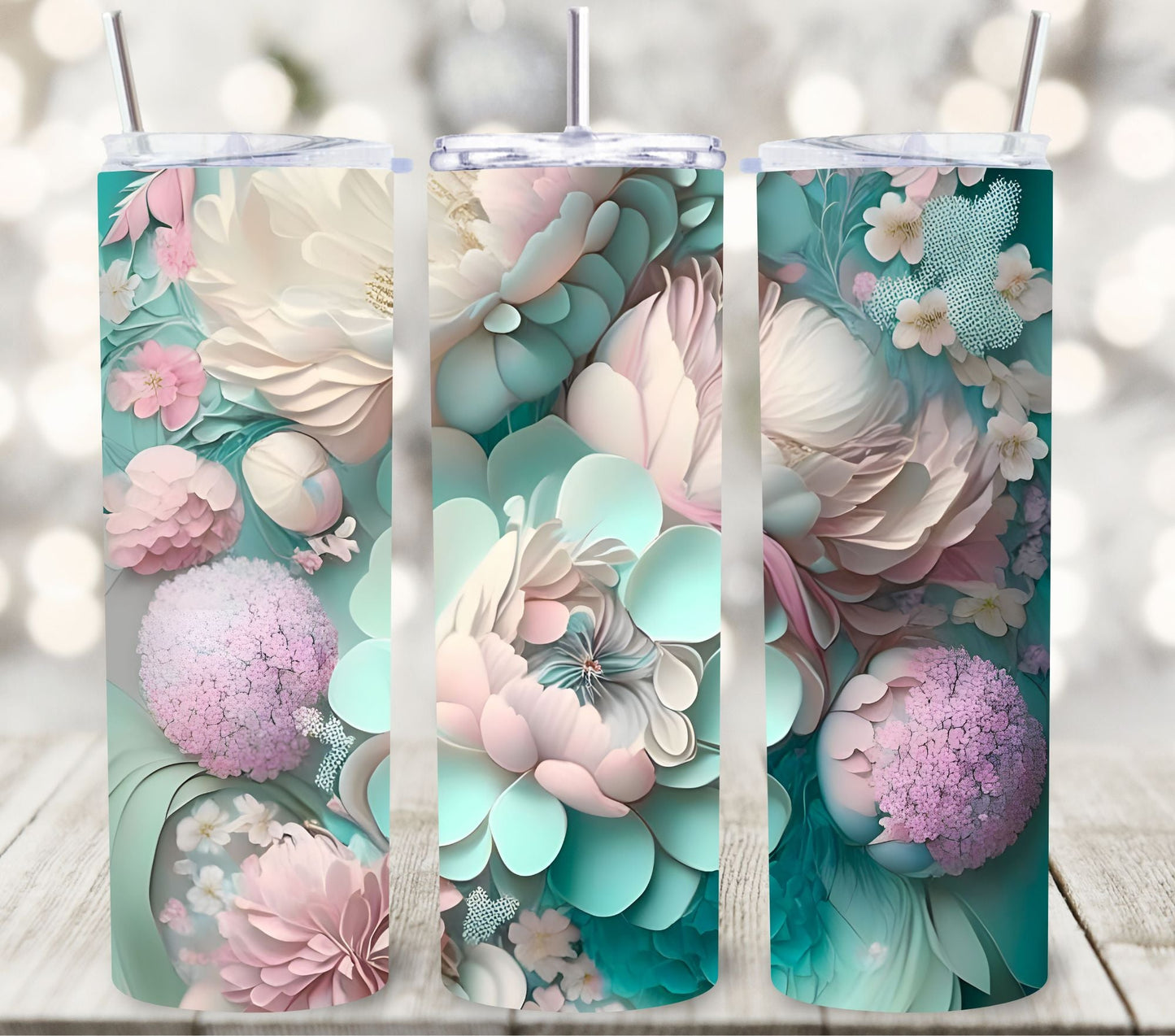 3D Flowers and roses vinyl tumbler wraps- 14 Desigs