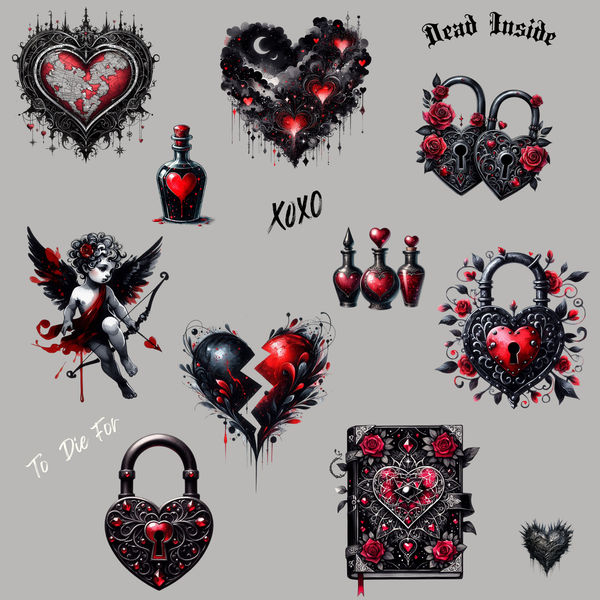 Gothic Valentines Day - Uv Dtf Decal Sheet
