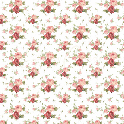 Vintage Pink Floral Collection - Adhesive Vinyl 12x12 Sheet - 12 Designs