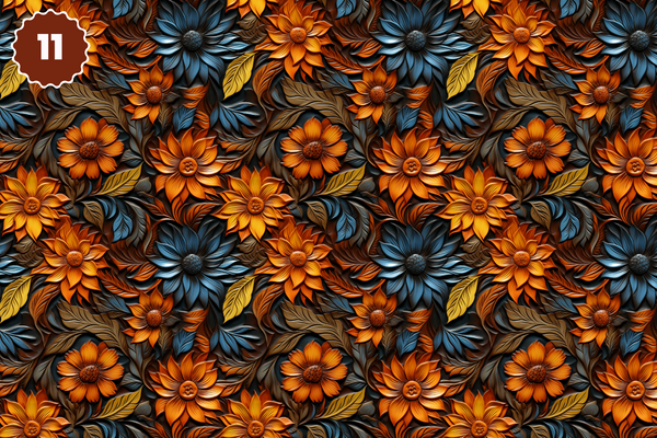 Tooled Leather Collection - Adhesive Vinyl 12x12 Sheets - 20 Design Options