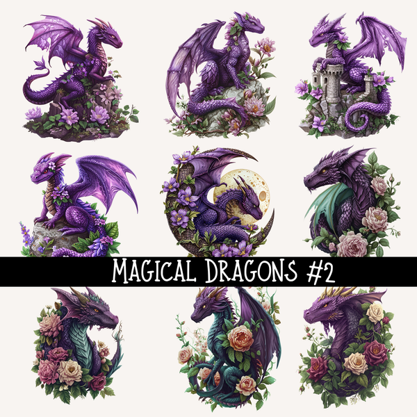 Magical Dragons UV DTF Decal sheet (3 variants )