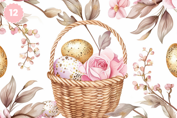Pink and Gold Easter - Adhesive Vinyl 12x12 Sheets - 12 Design Options