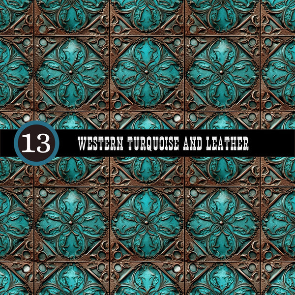 Western Turquoise and Leather Collection Vinyl collection- 12x12 vinyl sheets-20 designs available