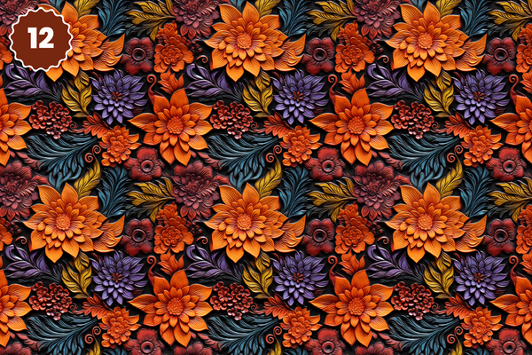 Tooled Leather Collection - Adhesive Vinyl 12x12 Sheets - 20 Design Options