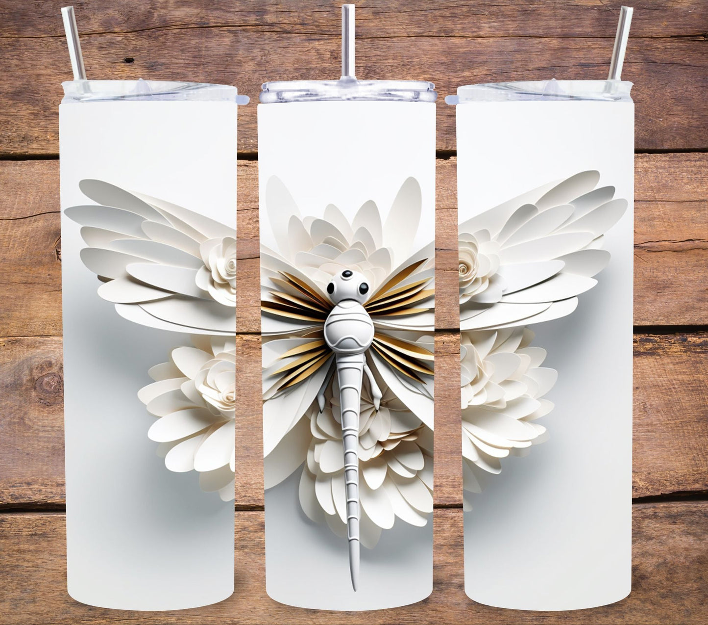 3D Dragonflies vinyl tumbler wraps- 8 designs