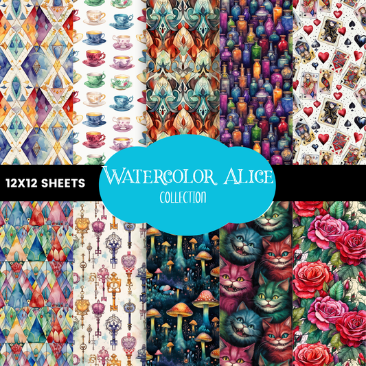 Watercolor Alice - vinyl sheets 10 (Patterns to choose from)