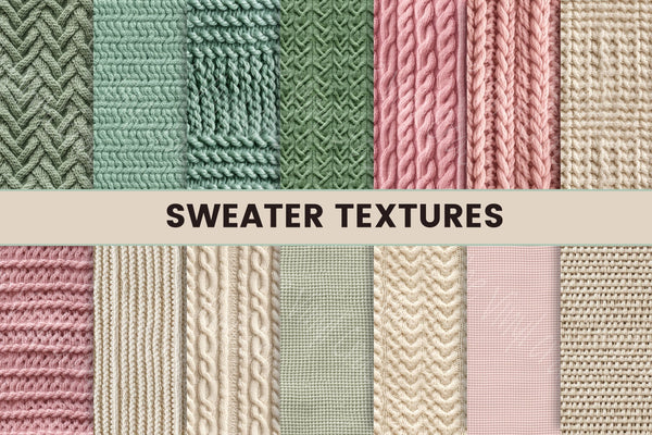 Sweater Textures- Adhesive Vinyl 12x12 Sheets - 14 Design options