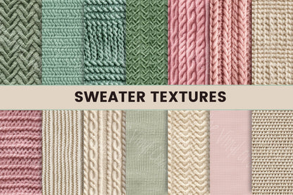 Sweater Textures- Adhesive Vinyl 12x12 Sheets - 14 Design options