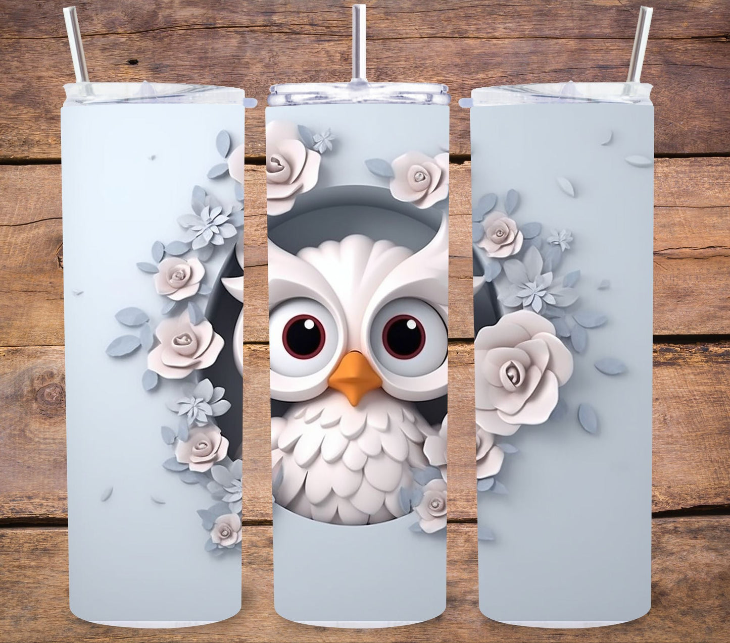 3D Owl Vinyl owl - Adhesive Vinyl Wrap - 8 Designs