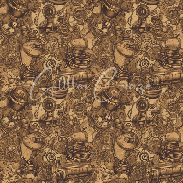 Steampunk Volume - Adhesive Vinyl 12x12 Sheets - 33 Prints