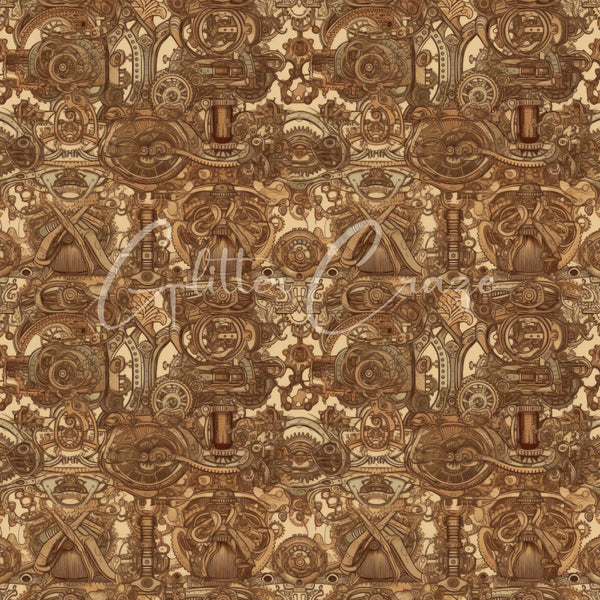 Steampunk Volume - Adhesive Vinyl 12x12 Sheets - 33 Prints